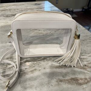 Mark & Graham White Clear Crossbody Bag with Gold Accents Stadium Bag